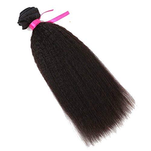 Cupidlovehair Kinky Straight Coarse Yaki Brazilian Virgin Remy Human Hair Wefts Extensions Unprocessed Black Color (Hair Length 10")