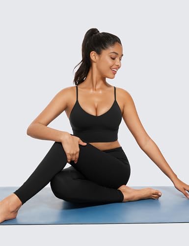 CRZ YOGA Butterluxe Womens V Neck Longline Sports Bra - Adjustable Padded Yoga Camisole Workout Crop Top4