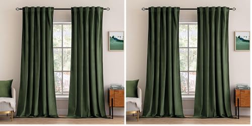 Image of MIULEE Velvet Curtains 84 inches 2 Panels - Luxury Blackout Curtains for Bedroom Living Room Thermal Insulated Super Soft Window Drapes Rod Pocket & Back Tab, Olive Green, W52 x L84 inches (Pack of 2)
