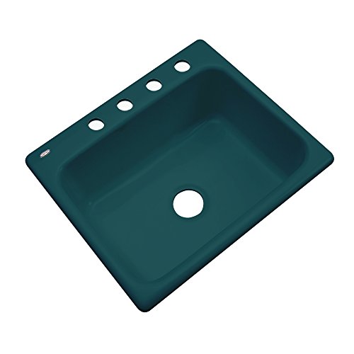 Hottest Sales Dekor Sinks 32441 Princeton Single Bowl Cast Acrylic Kitchen Sink-4 Hole, 25", Teal