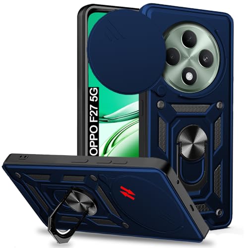 Image of AESTMO Tough Armor Oppo F27 5G Bumper Back Case Cover | Ring Holder & Sliding Camera Shield Cover | 360 Degree Protection Back Case Cover for Oppo F27 5G (Blue)
