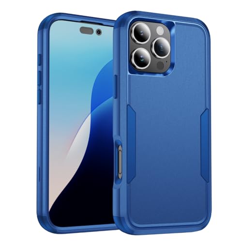Image of Cubix Full Body Armor Cover for iPhone 16 Pro Max Pouch Hard PC + Soft TPU 3-Layer Military Grade Back Case (Navy)