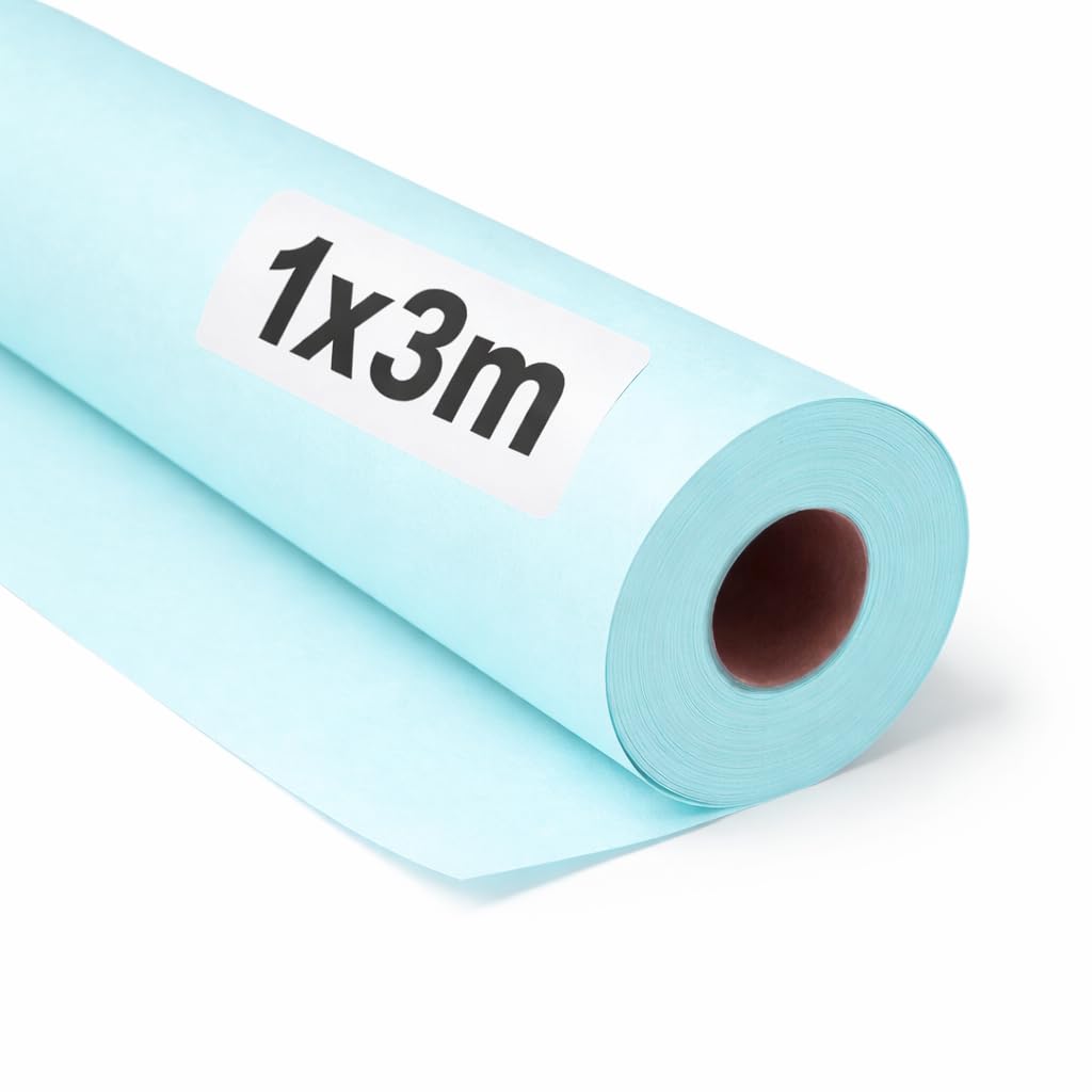Ofituria Kraftpapier Blau Pastell – Rolle 1 × 3 m – 3 Rollen – Geschenkpapier Und Verpackungspapier – Bastelpapier Für DIY
