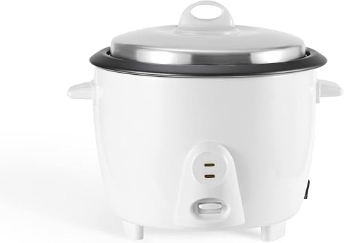 Arrocera de 10 tazas, arrocera de acero inoxidable One Touch con función de mantener el calor, olla antiadherente extraíble, para arroz integral,