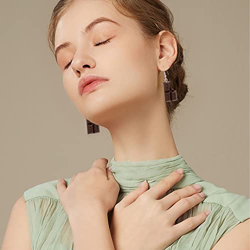 Anmpab 4 Pairs Imitation Cartoon Food Earrings Resin Popcorn Ice Cream Chocolate Donut Dangle Earrings for Daughter Friends Set2