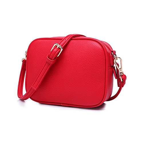 Bolso pequeño de piel para niña con correa ajustable en color rojo clásico ideal para paseos