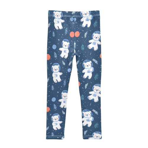 Astronaut Cute Bear Planet Girls Leggings Ultra Soft Compression Yoga Gym Pants for Kids 4-10T2