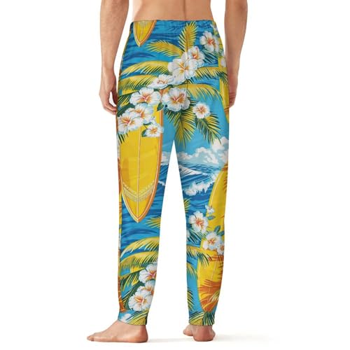 Adugen Origei Mens Soft Elastic Waistband Sleep Pajama Pants Flowers Pattern Lounge Sleepwear Pants PJ Bottoms3