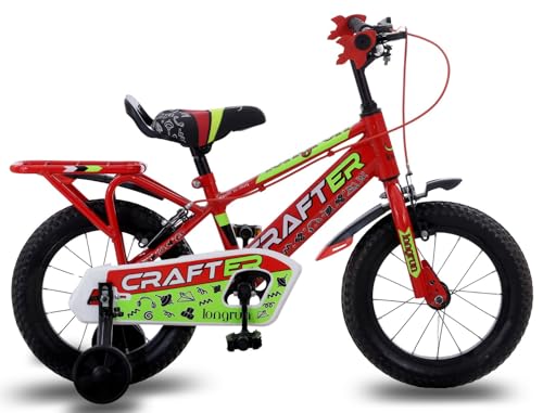 Image of longrun 14T Cycle for Kids 2-5 Years Boys and Girls | Bicycle for Kid with Training Wheels | Kids Cycle for 2 to 5 Years with Adjustable Seat | Easy 4-Step Setup | 95% Fitted | 14 Inch Kid Cycle (Red)
