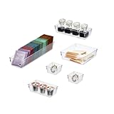 InterDesign Kitchen Drawer Organizer for Silverware, Spatulas, Gadgets - 6 Piece Set, Clear