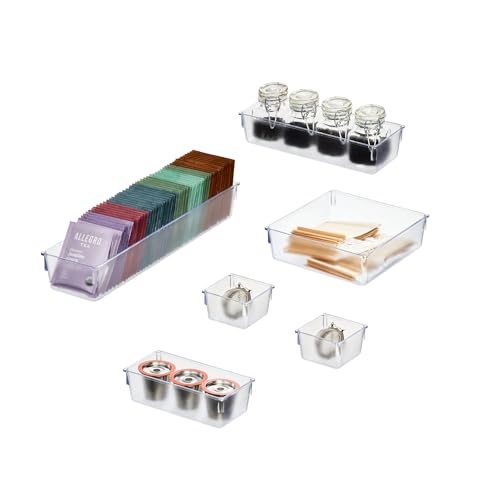 iDesign Plastic In Drawer Organizer Trays for Kitchen Utensils, Silverware, BPA-Free, Set of 6, Clear