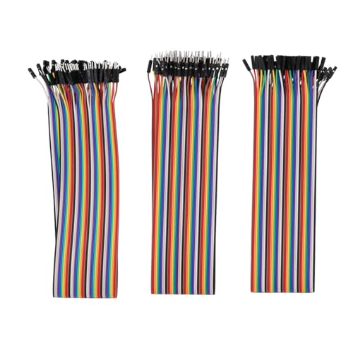 Heevhas 120PCS 40 Pin Jumper Wire Cable Breadboard Ribbon Cables 40cm/ 15,7 inch Female-Female Male-Female Male-Male Jumper Cable 24AWG Wire Jumpers for Arduino Breadboard DIY Project