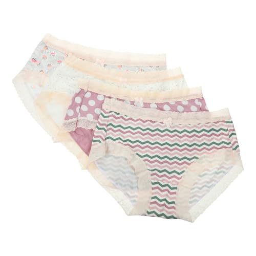 Healvian 4 Piezas Bragas Estampadas para Mujer Ropa Interior Transpirable de Cintura Suave y Elástico Diseño Cómodo y Resistente para Uso Diario