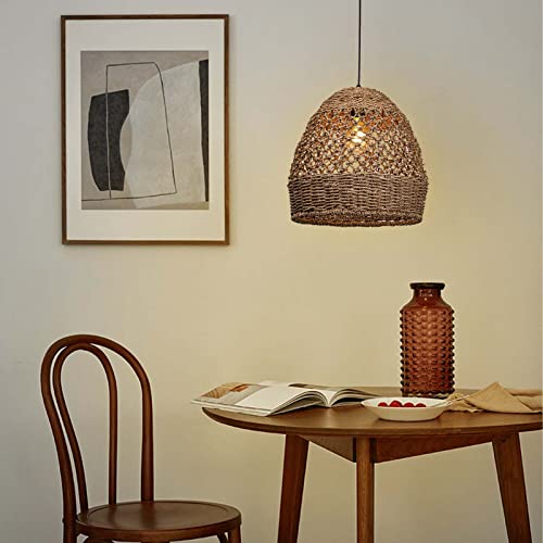Arturesthome Woven Pendant Light, Modern Boho Hanging Lamp with Handwoven Rattan Shade, Farmhouse Coastal Pendant Light Fixtures for Kitchen Island, Dining Room, Bar, Foyer Hallway D 13.7in by Arturesthome - Image 4