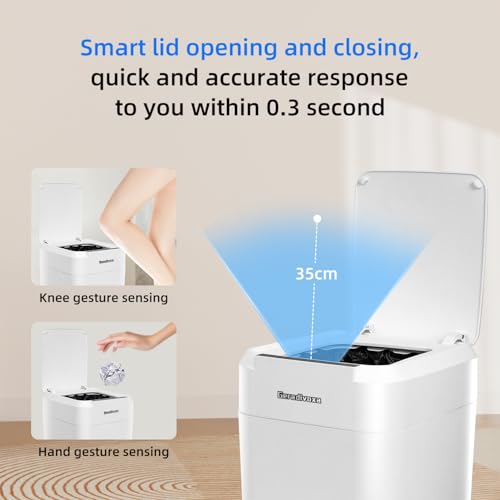 Image of 4.5 Gallon Smart Self-Sealing & Self-Changing Trash Can, 17L Automatic Motion Sensor Garbage Bin with Lid, Touchless Electric Wastebasket for Bathroom, Bedroom, and Office - White