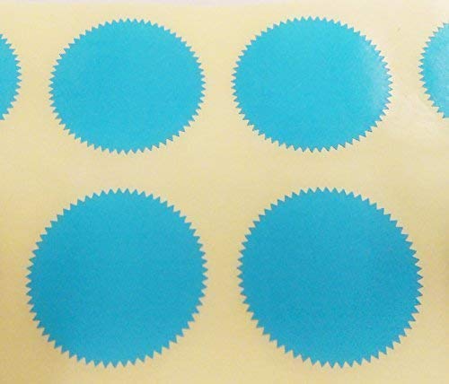Pack of 500-41mm Starburst Notary/Legal/Certificate Seals - Colour Code Stickers/Sticky Labels - Choose Your Colour/s (Light Blue)