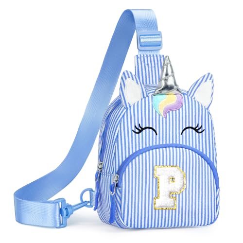 Image of YOOLIFE Little Girls Purse Sling Bag Unicorn Kids Crossbody Bag, Blue P