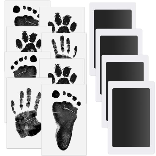 soodyoow 4 Pcs Empreinte Main Pied Bebe, Kit Empreinte Pieds et Mains Bébé, Kit Empreinte Bébé, Encre Empreinte Bébé, Empreinte Chien, Empreinte Chat,...