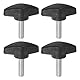 QUARKZMAN 4 Stück Rändelschrauben M6 x 20mm Flügelschraube mit T-förmige Handgriff, Verzinkte Kohlenstoffstahl Gewindebolzen Daumenschrauben 36mm Spannschraubenknopf für Schnellentfernung