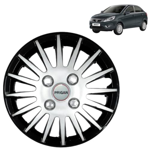 Image of Prigan TATA Zest Black Silver Wheel Cover 15 inch for TATA Zest (Set of 4 Pcs) (Press Fitting) Model- Camry DC 15
