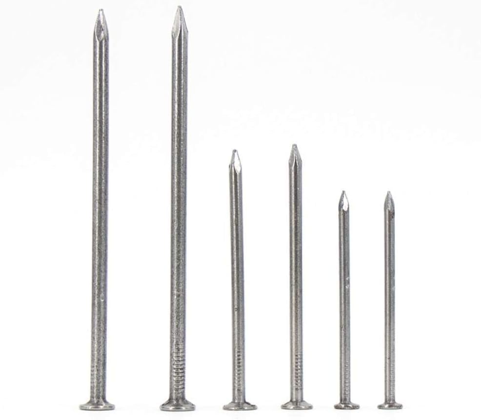 Tack Nails - Clavos redondos de acero al carbono para carpintería, 60 mm, clavos surtidos para suelo y pared, 100 unidades