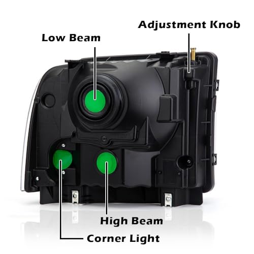 Image of GRAND ORANGE Headlights Assembly Compatible with 2005-2007 Ford F250 F350 F450 F550 Super Duty /Fit 2005 Ford Excursion Headlamp Clear lens Chrome Houing Amber Reflector