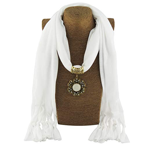 Women's Scarf Necklace Bohemian Alloy Petal Pendant Jewelry Gift Ladies Polyester Scarf(sc003)
