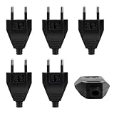 6 Stück Eurostecker, Stromstecker flach 250V 2,5A, 2-Polig Schwarz, 220V Stecker für Stromkabel und Elektrogeräte, inkl. Schraubendreher