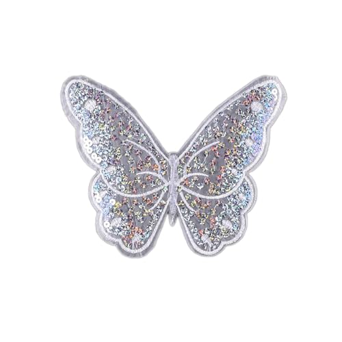 Set of 4 Sequin Butterfly Patches, 13.7 x 17 cm Embroidery Butterfly Applique, Lace Embroidery Patches, Repair Patches