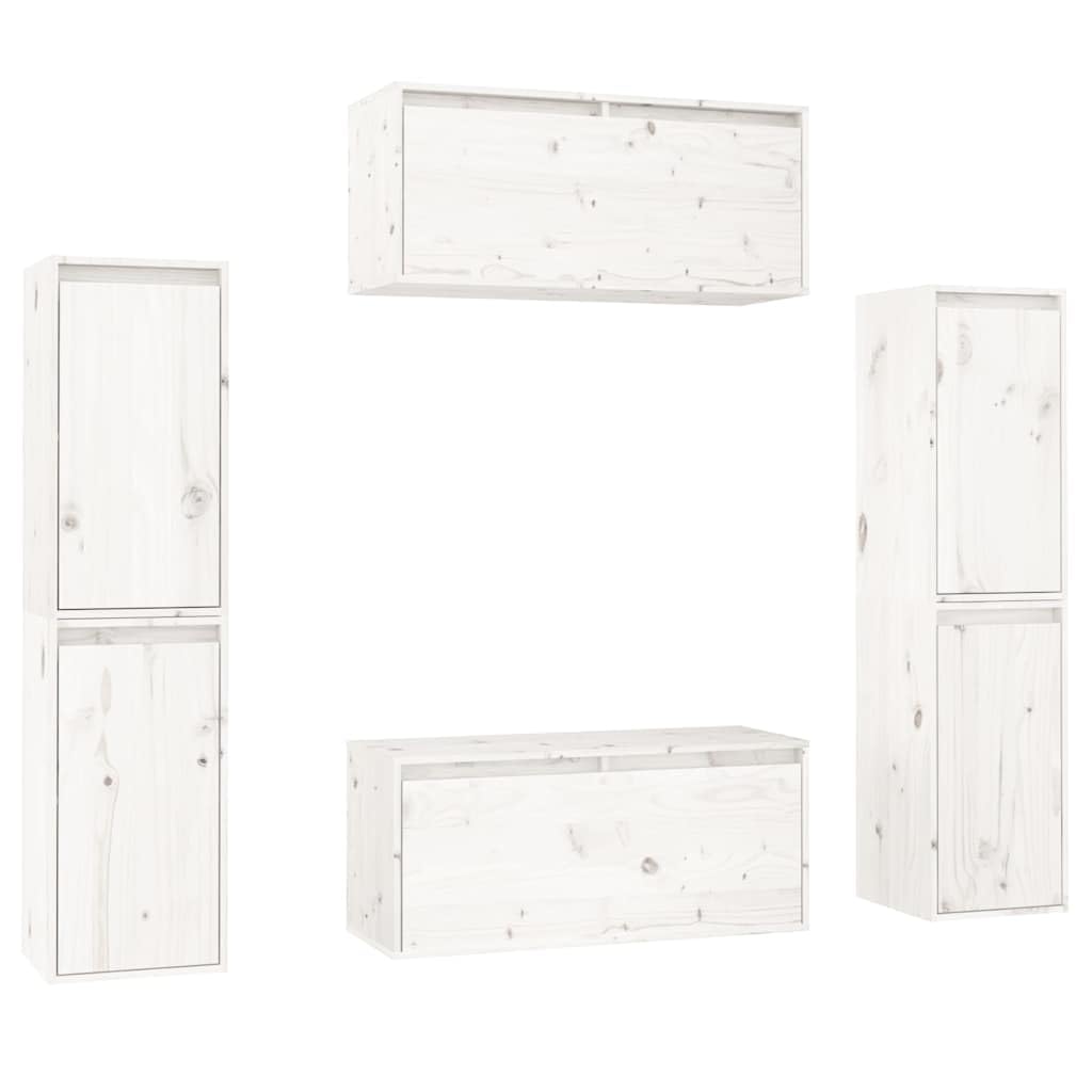 Set di 6 mobili da parete per TV, in legno massiccio, colore