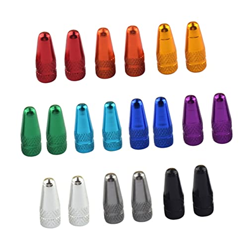 20 unidades de tapones para válvula de bicicleta de aleación de aluminio anodizado, tapas ligeras contra el polvo y la pérdida de aire, fáciles de instalar, colores surtidos miniatura 1