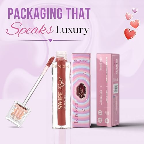 Image of BARELOVE Swipe Right Non-Transfer Matte Liquid Lipstick | Up to 12-Hour Long-Lasting | 6 ml | Quick-Dry, Lightweight, One-Swipe High Pigmentation | Transfer Proof Lip Colour for Women - Cherry Luxe