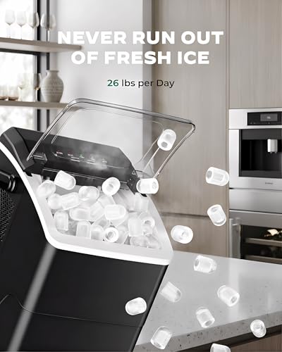 Image of Silonn Countertop Ice Maker, 26 lbs /Day Fast Ice in 6 Mins, Compact Self-Cleaning Ice Machine for Home, Kitchen, Office & Parties, Black