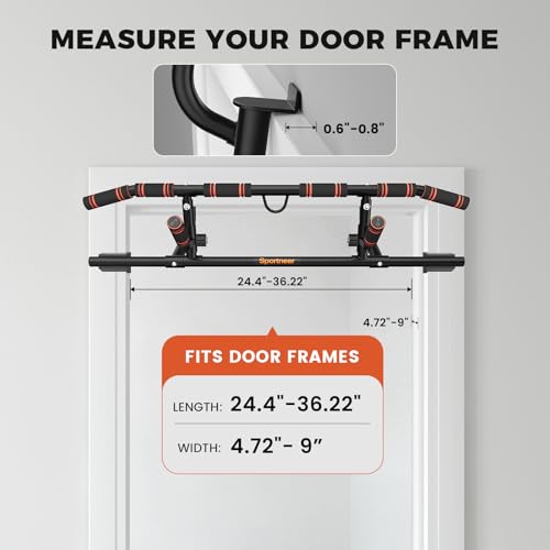 Image of Sportneer Doorway Pull Up Bar with Folding Handle Multi-Grip Chin Up Bar, 440lb Capacity, Strength Training for Upper Body Fitness, Indoor Pull-Up Bar for Home Gym