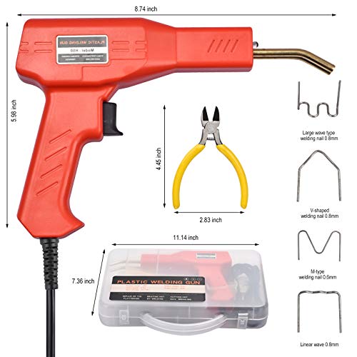 Plastic Welder Kit For Bumper Repair, 700 Staples, Hot Stapler Welding Gun, Plastic Welding Repair Kit With Carry Case, 6 Types Staples, Plastic Repair Diy Tools #TOP4