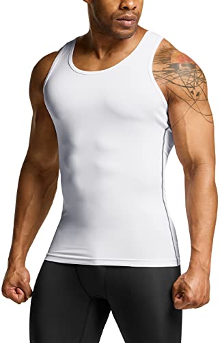 TSLA Men's Athletic Compression Sleeveless Tank Top, Cool Dry Sports