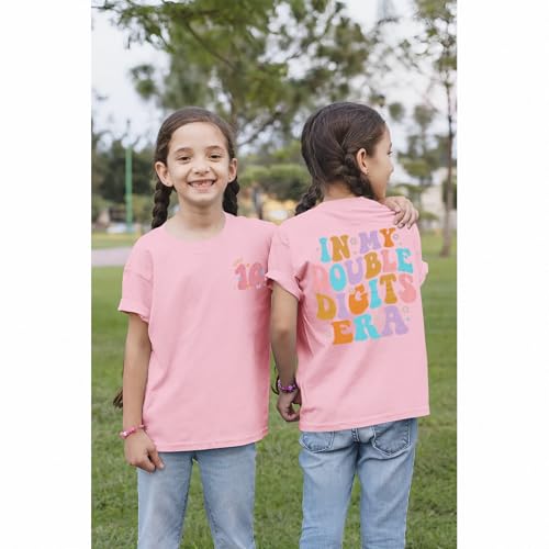 Image of IZYJOY in My Double Digits Era Shirts Girls 10th Birthday T-Shirts 10 Years Old Birthday Party Short Sleeve Summer Tee Tops