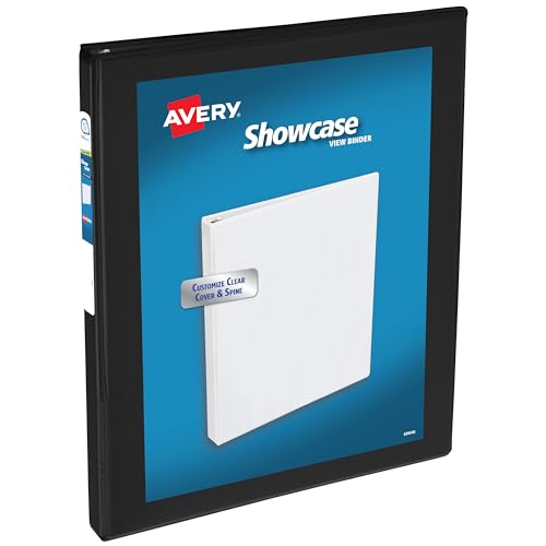 Image of Avery Showcase Standard View 3 Ring Binder, 0.5 inch Slant Rings, 135-Sheet Capacity, 0.7 Inch Wide Spine, 1 Black Binder, Ideal for Lightweight Organization and Occasional Referencing (19550)