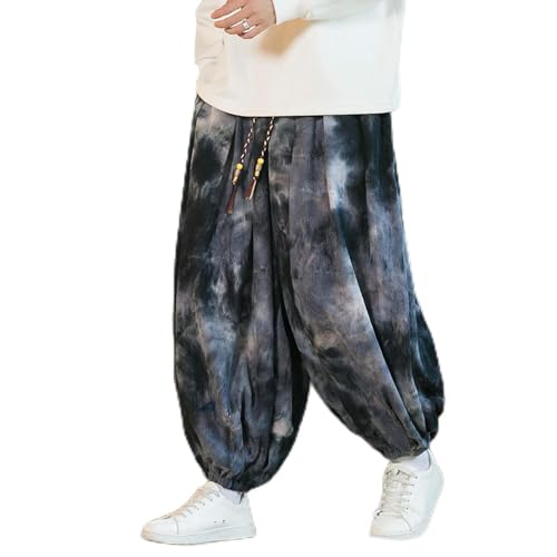 Men Casual Wide-Leg Sweatpants Vintage Elastic Waist Loose Harem Pants Mens Oversized Hip Hop Trousers Streetwear