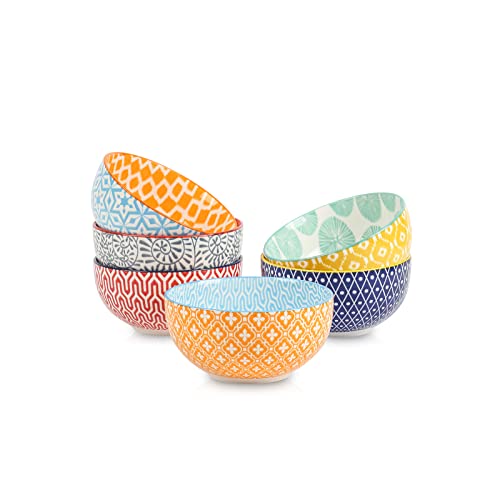 Selamica Dessertschalen, 340 ml Müslischalen Keramik, Eisschalen, Kleine Schüssel Set für Eis, Snacks, Beilagen, Mikrowellen- und Spülmaschinenfest, 6er Set, Bunte