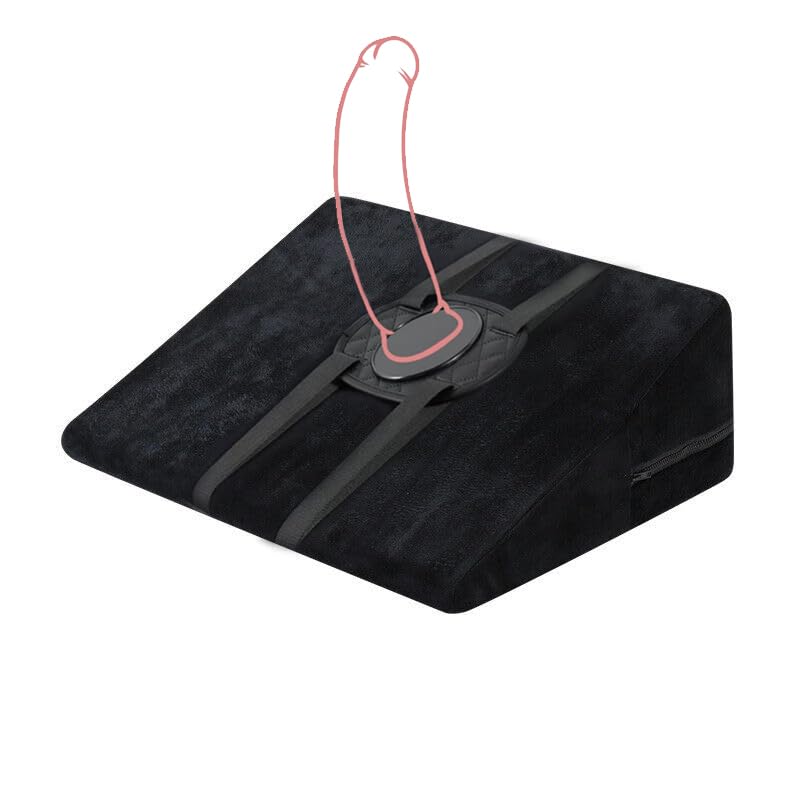 Almohada de Posición Sexual con Base de Succión y 2 Correas Ajustables, Sin Dildo Incluido, para Parejas, Negro