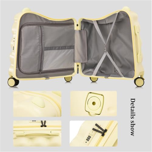 Ride-On Travel Suitcase for Kids,Kids Luggage Set,Children Rolling Trolly Luggage with 360°Spinner Wheel and Combination Lock,for Toddler Baby Travel Flight,B,18inch4