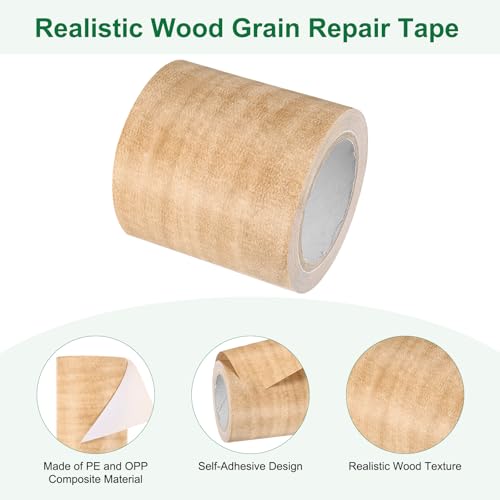 Image of M METERXITY 1-Roll Wood Grain Repair Tape, 2.24in x 15ft Textured Realistic Self-Adhesive Wood Floor Tape Contact Paper for Furniture /Floors /Home [Light Chestnut]
