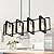 Poroulux Farmhouse Kitchen Island Lighting Black Chandeliers for Dining Room Wooden Island Lights,Industrial Rectangle Light Fixtures Ceiling Hanging (4 Lights)
