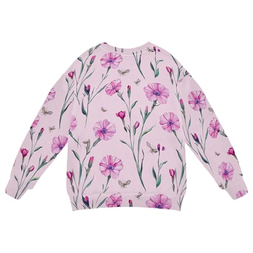 JUNZAN Cartoon Dianthus Pink Big Boys Hooded Sweatshirt Fleece Sweatshirt With Hoodie Athletic 4T2