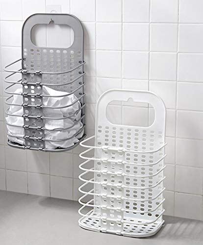 13SOEMEâ„¢ Wall Mounted Bathroom Hanging Mesh Laundry Basket Toiletry Organization Washing Bin Home Portable Magic Sticker Plastic Laundry Hamper Bag for Bathroom Bedroom Dirty Clothes-image-39