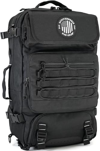 Image of ActiveDoodie Dad Diaper Bag for Men with Built In Cooler Compartment, Removable Wet Bag, Waterproof Changing Pad and Converts from Backpack to Duffle Bag, Black