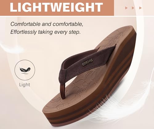 Image of ONCAI Women's Platform Wedge Flip Flops Trendy Dressy Womans Summer Flatform Chunky Heel Sandals with Comfortable Walking Outdoor Rubber Soles (US Size 5-11)