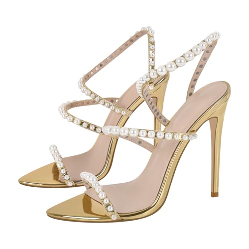 Pearls Stiletto High Heels Pointed Toe Heeled Sandals Strappy Heels Women Sexy Sandals Dressy Shoes2