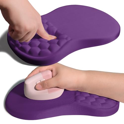 Image of Ergonomic Joint Wrist Support Mouse Pad with Memory Foam Cushion Massage Bump, Carpal Tunnel Pain Relief Mousepad Slope Design for Wrist Rest, 11.8x7.9 in, Dark Violet